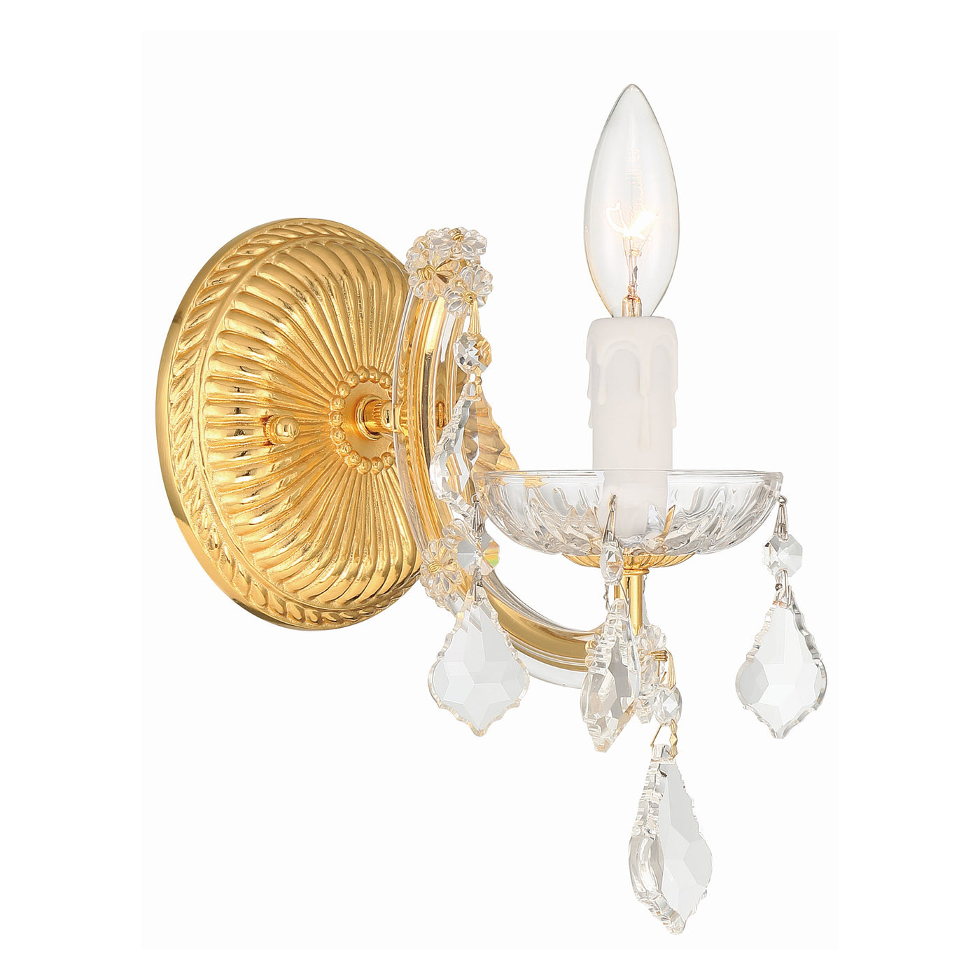 Maria Theresa 1 Light Hand Cut Crystal Gold Sconce Wall Sconce Crystorama