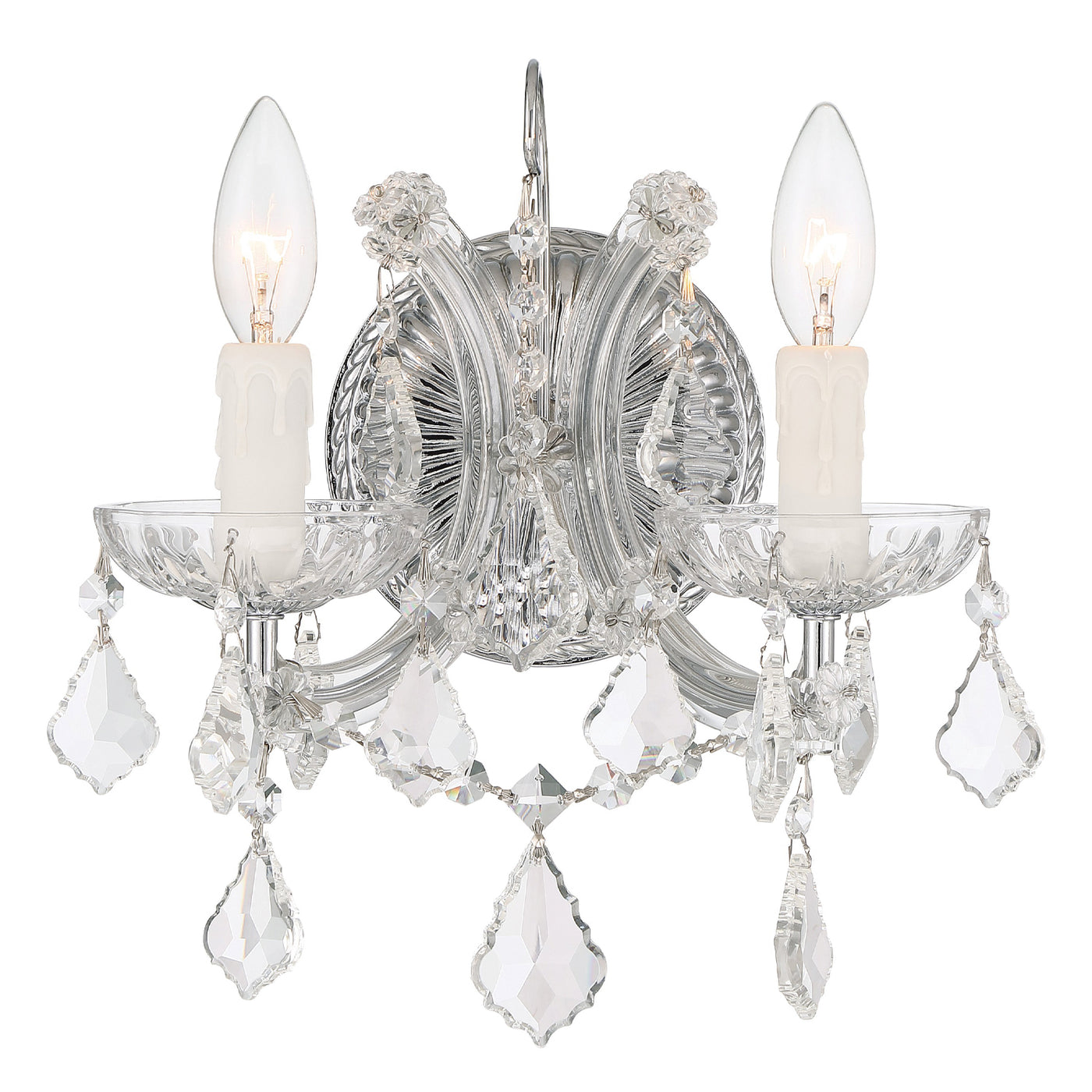 Maria Theresa 2 Light Clear Italian Crystal Polished Chrome Sconce Wall Sconce Crystorama