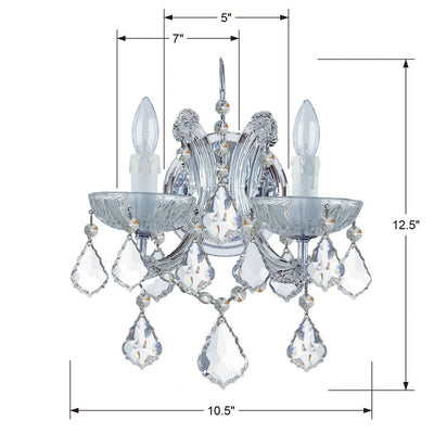 Maria Theresa 2 Light Clear Italian Crystal Polished Chrome Sconce Wall Sconce Crystorama