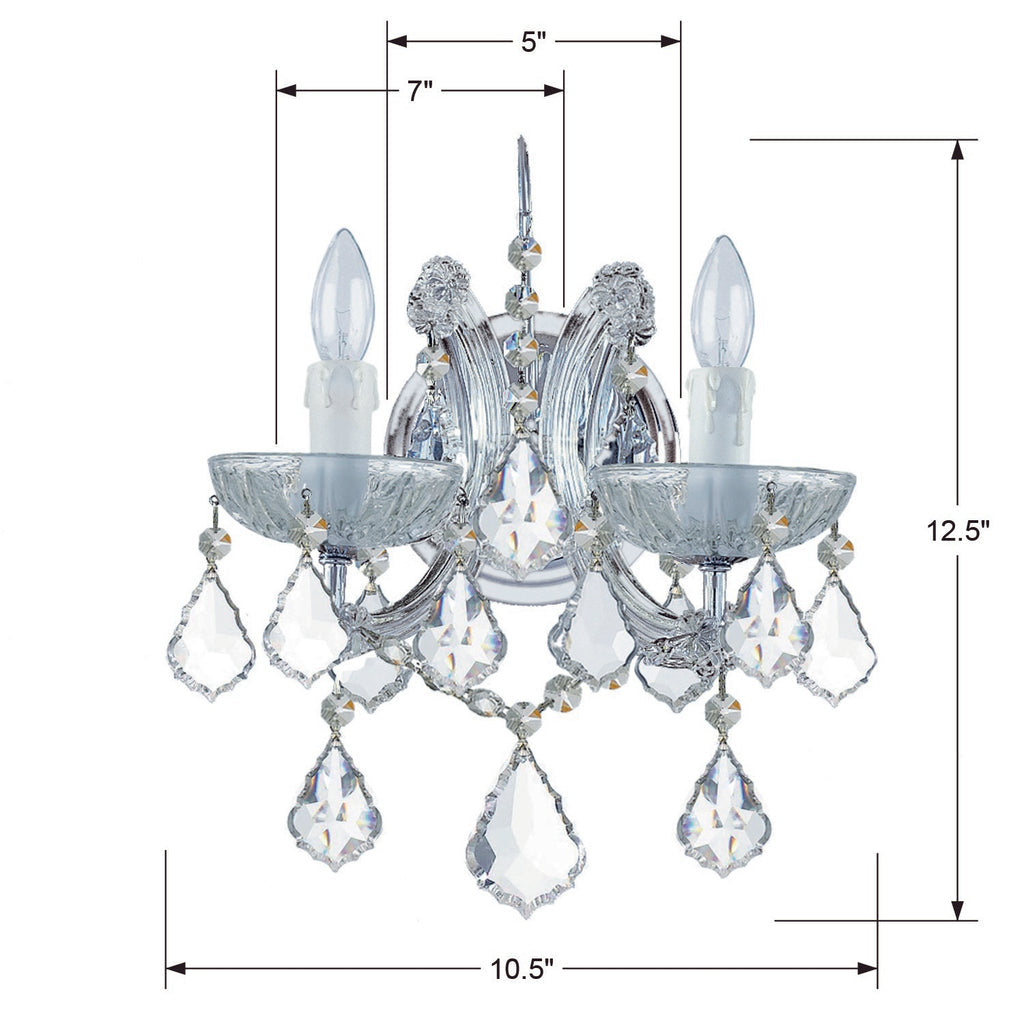 Maria Theresa 2 Light Swarovski Strass Crystal Polished Chrome Sconce Wall Sconce Crystorama