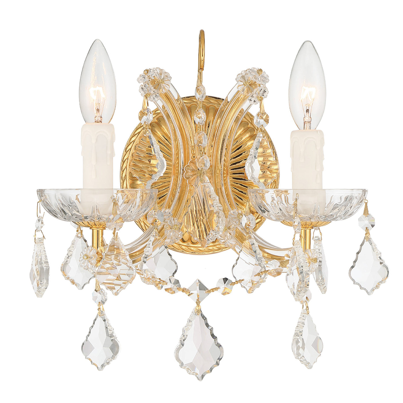 Maria Theresa 2 Light Clear Italian Crystal Gold Sconce Wall Sconce Crystorama