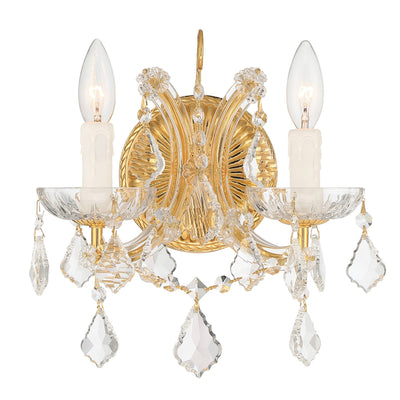 Maria Theresa 2 Light Clear Italian Crystal Gold Sconce Wall Sconce Crystorama