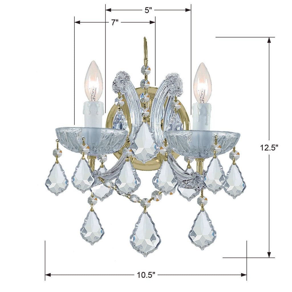 Maria Theresa 2 Light Clear Italian Crystal Gold Sconce Wall Sconce Crystorama