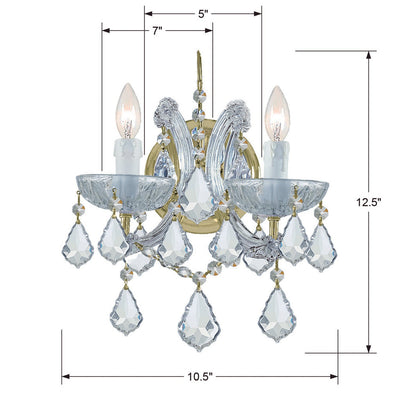 Maria Theresa 2 Light Clear Italian Crystal Gold Sconce Wall Sconce Crystorama