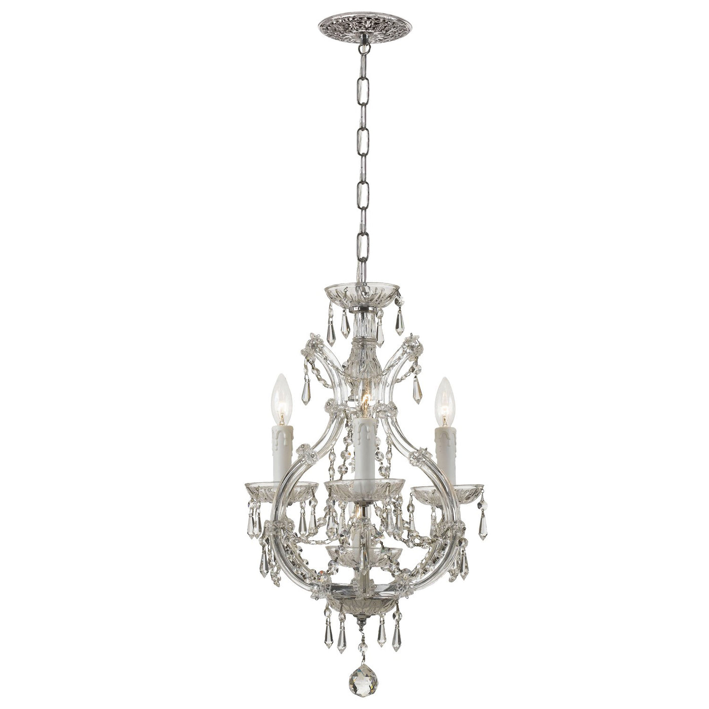 Maria Theresa 4 Light Clear Italian Crystal Polished Chrome Mini Chandelier Chandelier Crystorama