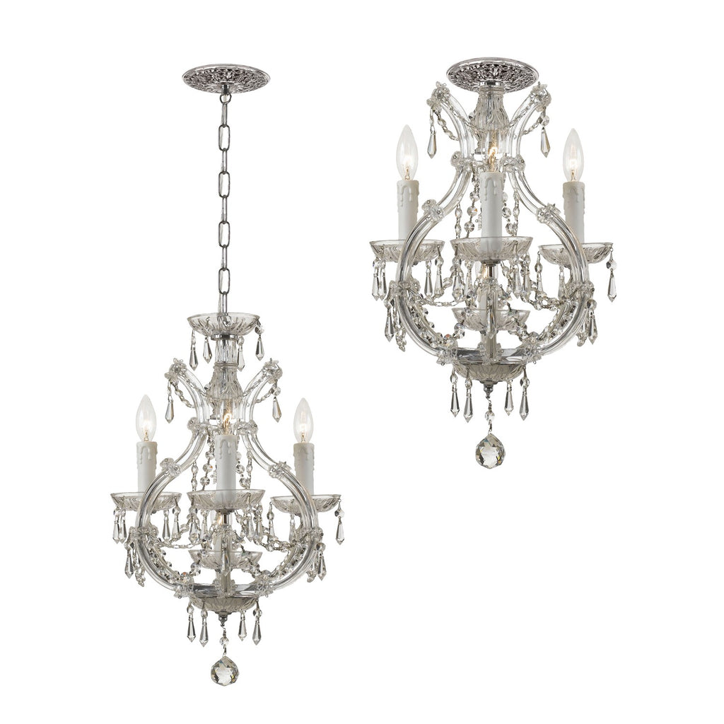 Maria Theresa 4 Light Clear Italian Crystal Polished Chrome Mini Chandelier Chandelier Crystorama