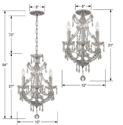 Maria Theresa 4 Light Hand Cut Crystal Polished Chrome Semi Flush Mount Semi Flush Crystorama