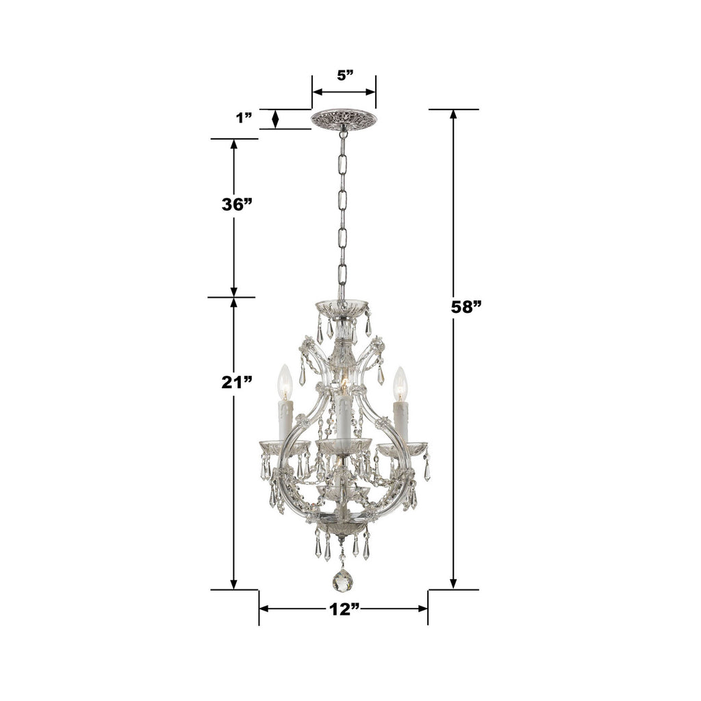 Maria Theresa 4 Light Hand Cut Crystal Polished Chrome Mini Chandelier Chandelier Crystorama