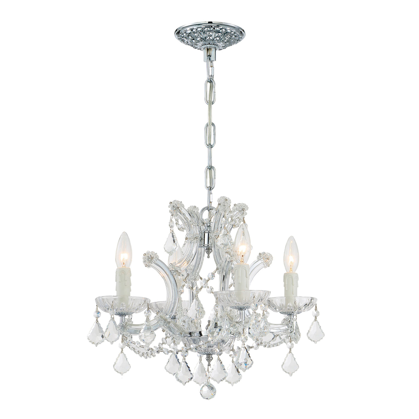 Maria Theresa 4 Light Clear Italian Crystal Polished Chrome Mini Chandelier Chandelier Crystorama