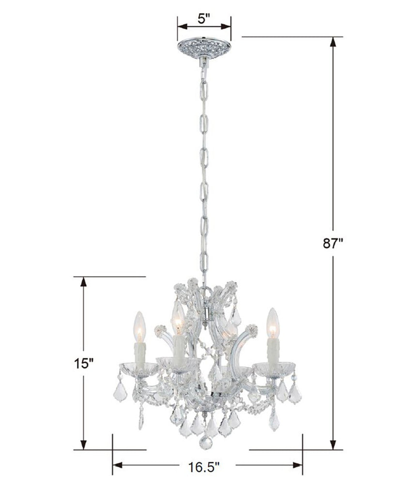 Maria Theresa 4 Light Clear Italian Crystal Polished Chrome Mini Chandelier Chandelier Crystorama