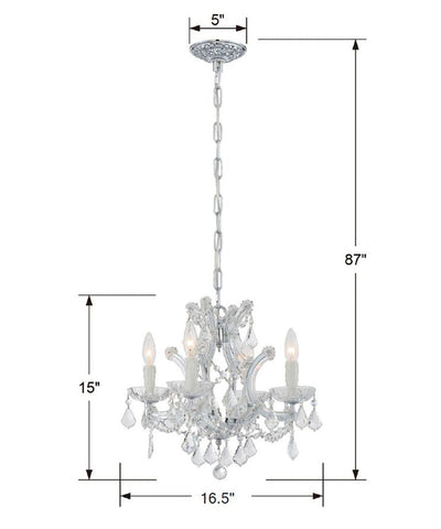 Maria Theresa 4 Light Clear Italian Crystal Polished Chrome Mini Chandelier Chandelier Crystorama