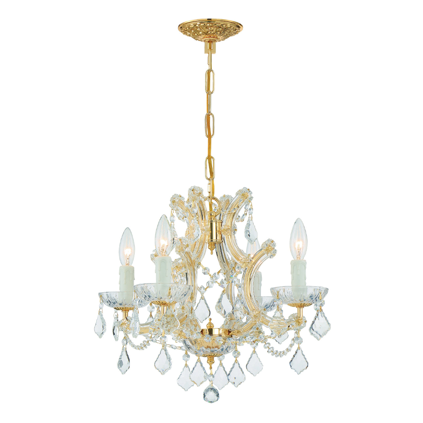 Maria Theresa 4 Light Clear Italian Crystal Gold Mini Chandelier Chandelier Crystorama