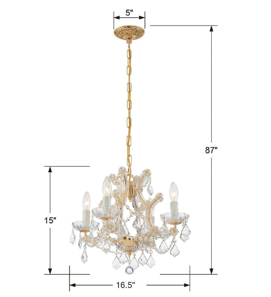 Maria Theresa 4 Light Clear Italian Crystal Gold Mini Chandelier Chandelier Crystorama