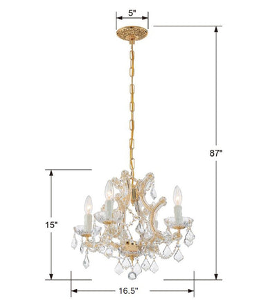 Maria Theresa 4 Light Clear Italian Crystal Gold Mini Chandelier Chandelier Crystorama