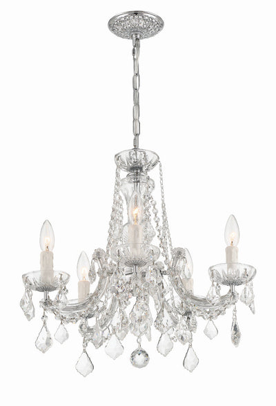 Maria Theresa 5 Light Hand Cut Crystal Polished Chrome Chandelier Chandelier Crystorama