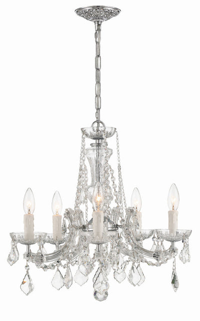 Maria Theresa 5 Light Hand Cut Crystal Polished Chrome Chandelier Chandelier Crystorama