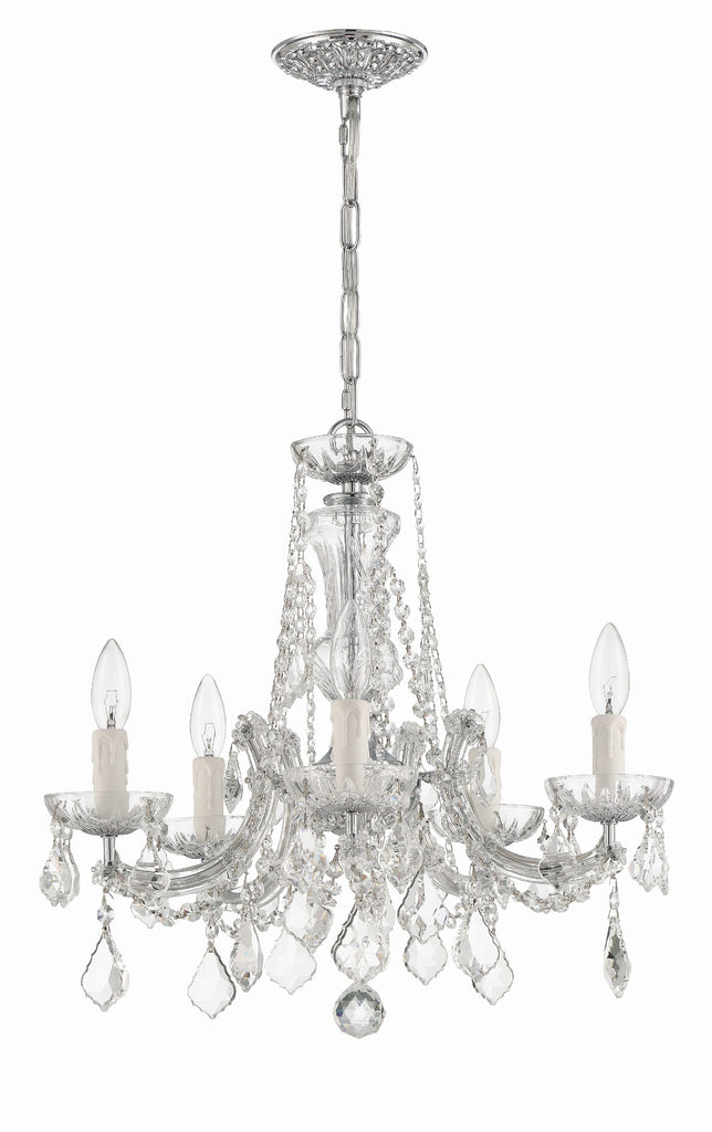 Maria Theresa 5 Light Hand Cut Crystal Polished Chrome Chandelier Chandelier Crystorama