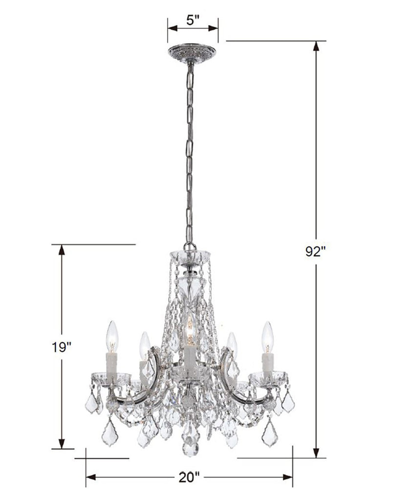 Maria Theresa 5 Light Hand Cut Crystal Polished Chrome Chandelier Chandelier Crystorama