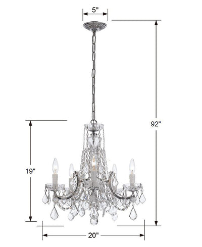 Maria Theresa 5 Light Swarovski Strass Crystal Polished Chrome Chandelier Chandelier Crystorama