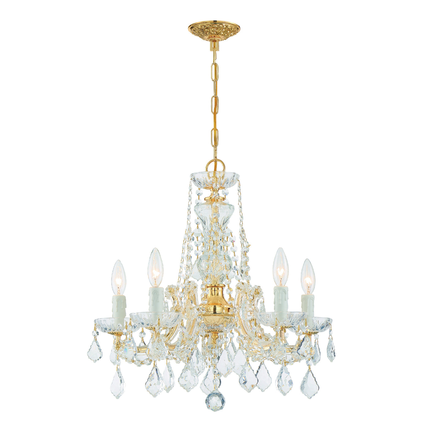 Maria Theresa 5 Light Hand Cut Crystal Gold Chandelier Chandelier Crystorama