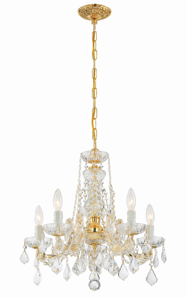 Maria Theresa 5 Light Hand Cut Crystal Gold Chandelier Chandelier Crystorama