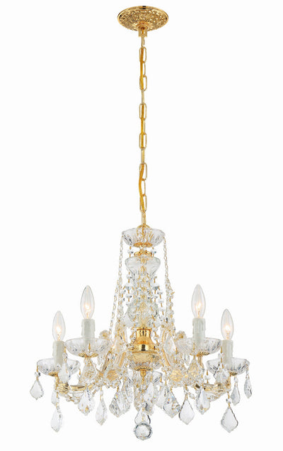 Maria Theresa 5 Light Hand Cut Crystal Gold Chandelier Chandelier Crystorama