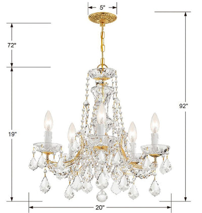 Maria Theresa 5 Light Hand Cut Crystal Gold Chandelier Chandelier Crystorama