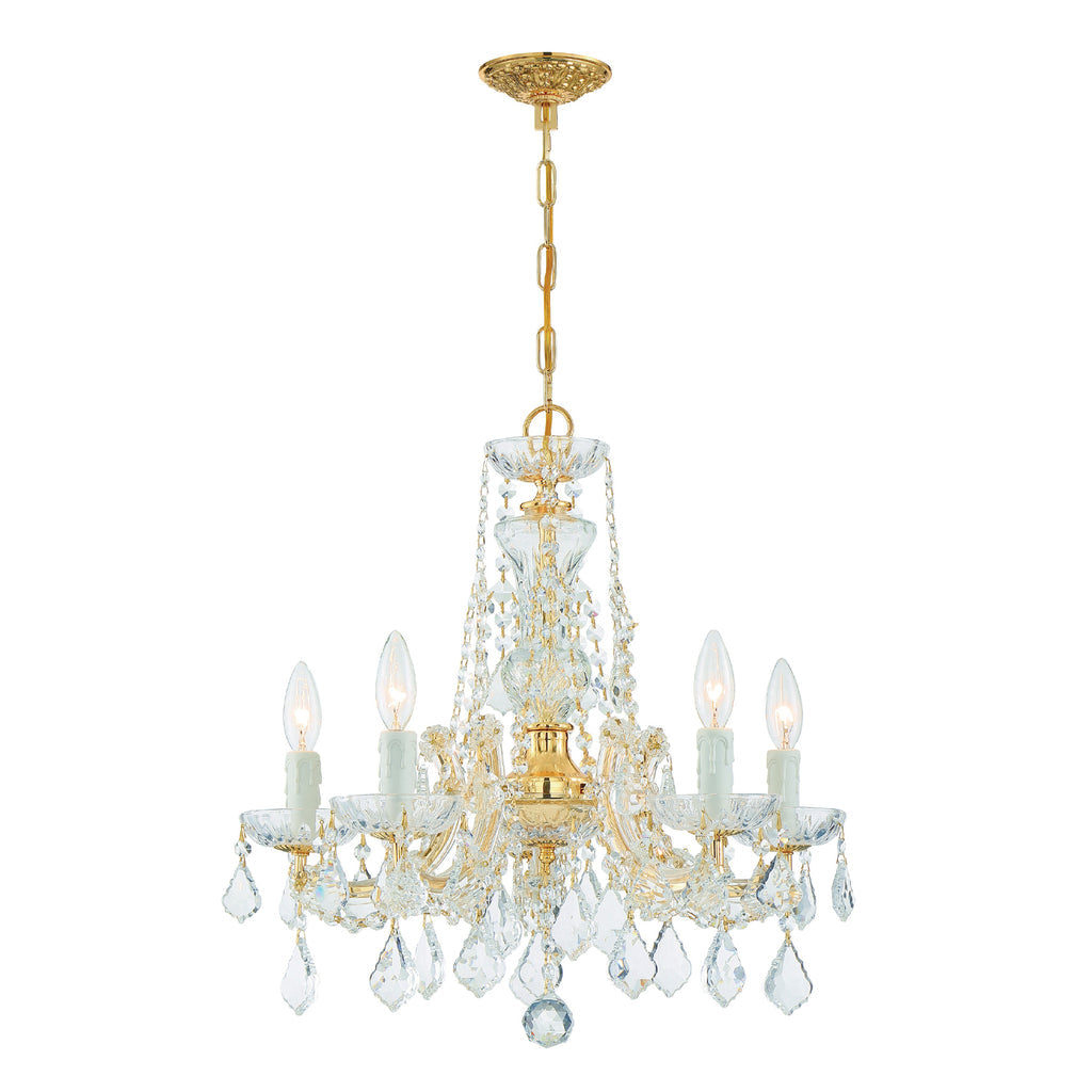 Maria Theresa 5 Light Swarovski Strass Crystal Gold Chandelier Chandelier Crystorama