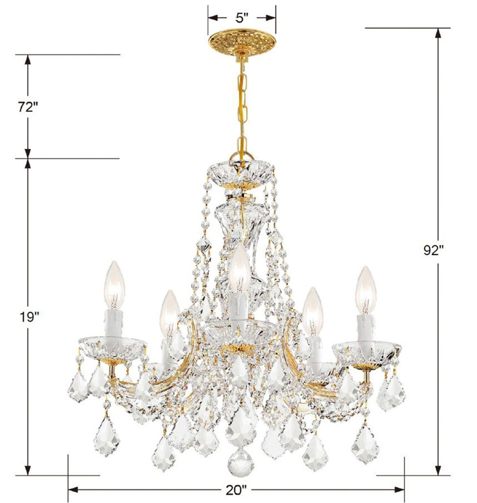 Maria Theresa 5 Light Swarovski Strass Crystal Gold Chandelier Chandelier Crystorama