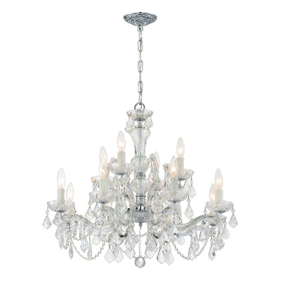 Maria Theresa 12 Light Clear Italian Crystal Polished Chrome Chandelier Chandelier Crystorama