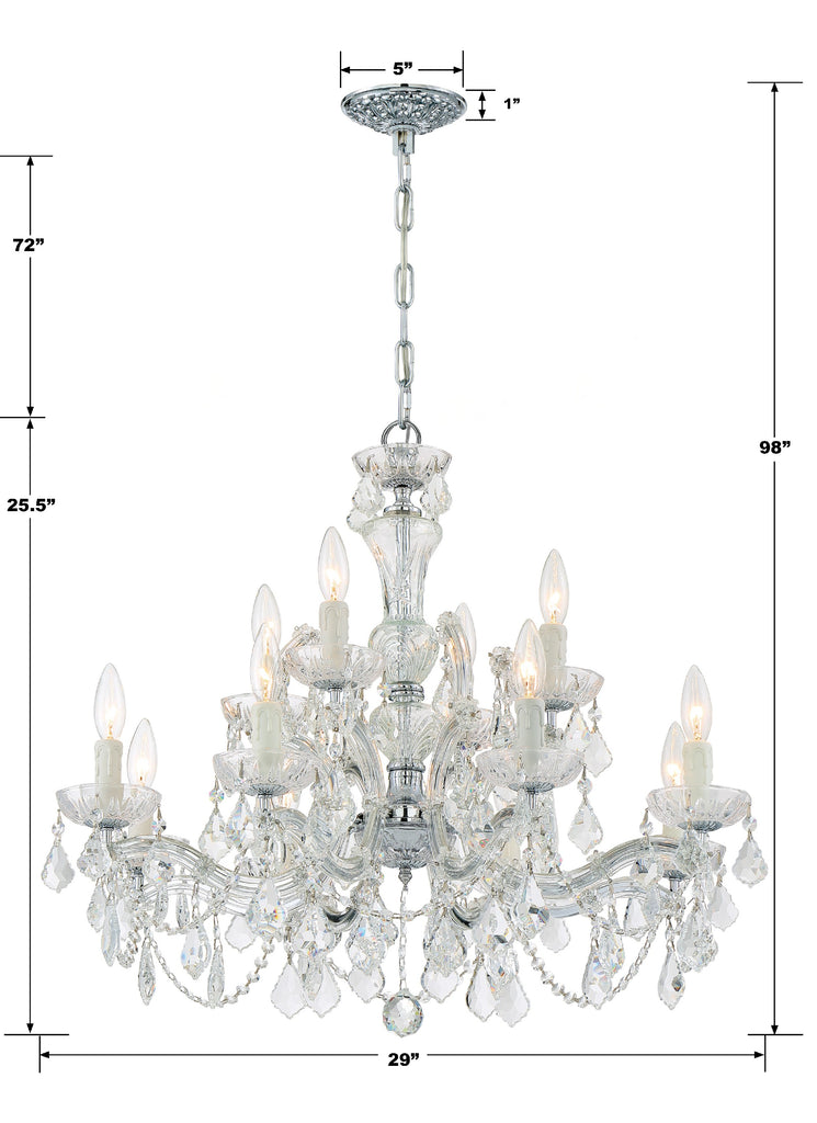 Maria Theresa 12 Light Clear Italian Crystal Polished Chrome Chandelier Chandelier Crystorama