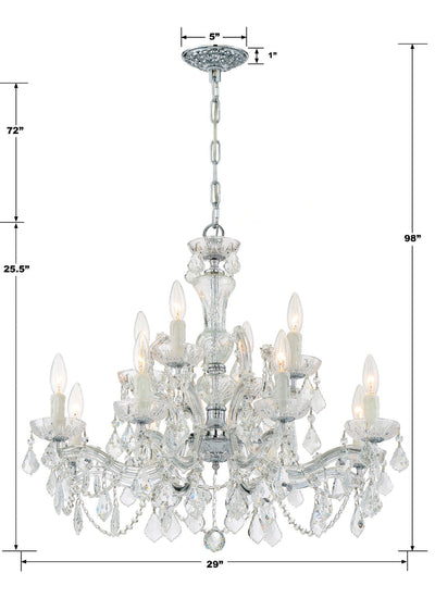 Maria Theresa 12 Light Clear Italian Crystal Polished Chrome Chandelier Chandelier Crystorama