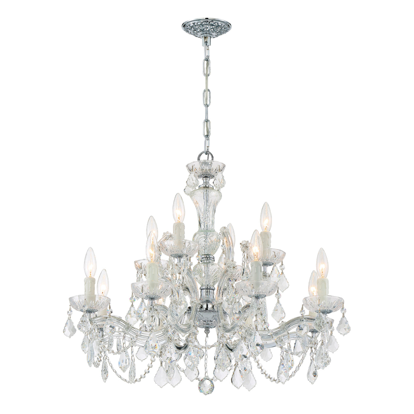 Maria Theresa 12 Light Hand Cut Crystal Polished Chrome Chandelier Chandelier Crystorama