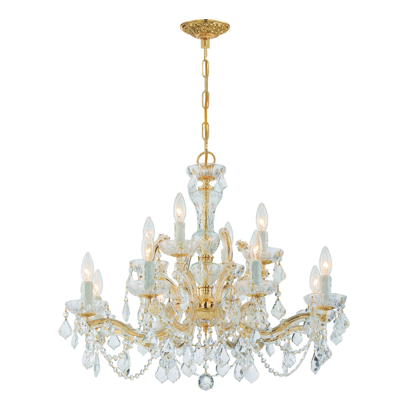 Maria Theresa 12 Light Clear Italian Crystal Gold Chandelier Chandelier Crystorama