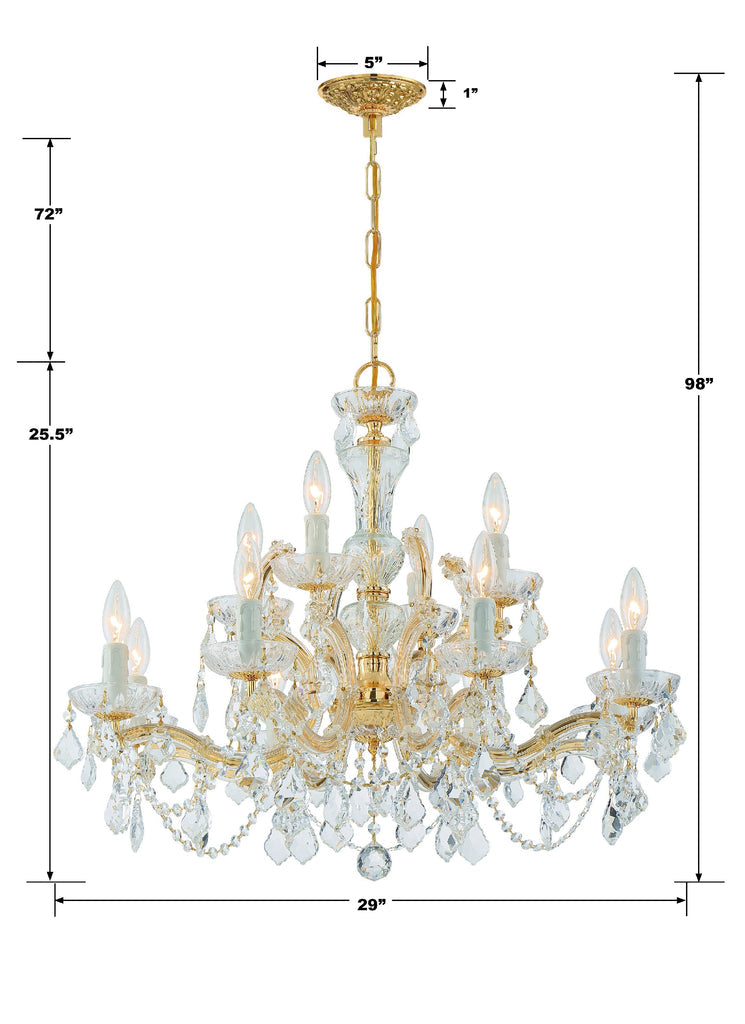 Maria Theresa 12 Light Clear Italian Crystal Gold Chandelier Chandelier Crystorama