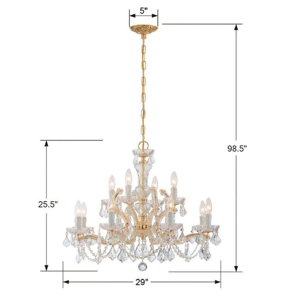 Maria Theresa 12 Light Spectra Crystal Gold Chandelier Chandelier Crystorama