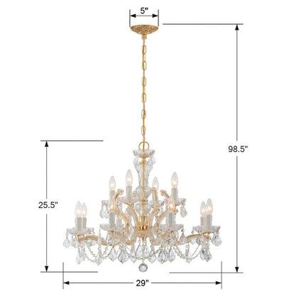 Maria Theresa 12 Light Spectra Crystal Gold Chandelier Chandelier Crystorama