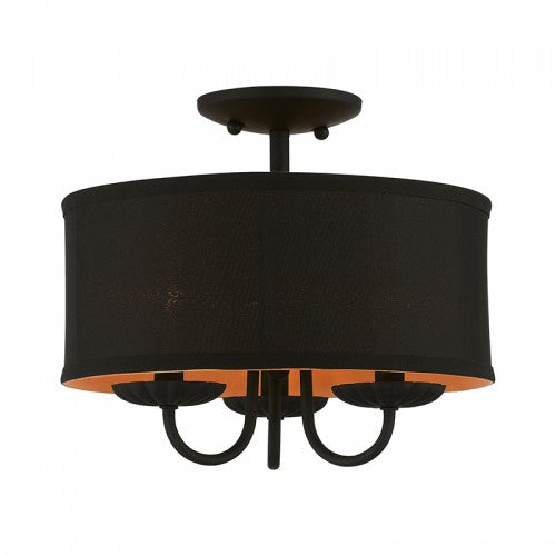 3 Light Black Semi-Flush Mount Semi Flush Livex