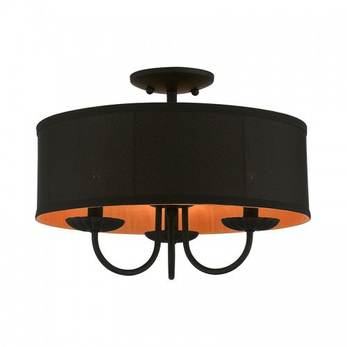 3 Light Black Semi-Flush Mount Semi Flush Livex