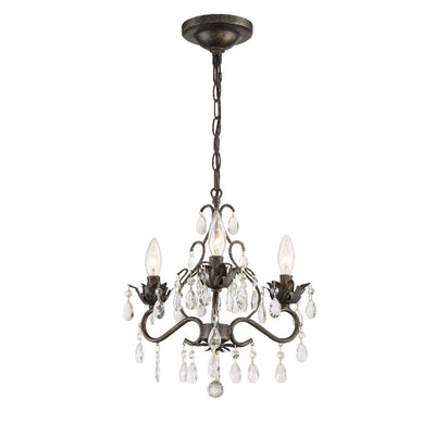 Paris Market 3 Light Hand Cut Crystal English Bronze Mini Chandelier Chandelier Crystorama