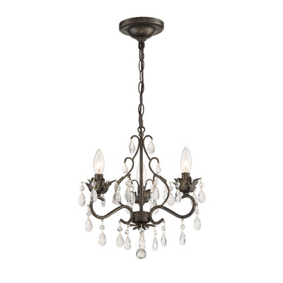 Paris Market 3 Light Hand Cut Crystal English Bronze Mini Chandelier Chandelier Crystorama