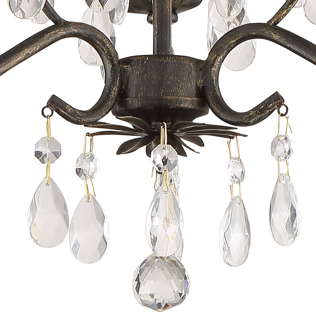 Paris Market 3 Light Hand Cut Crystal English Bronze Mini Chandelier Chandelier Crystorama