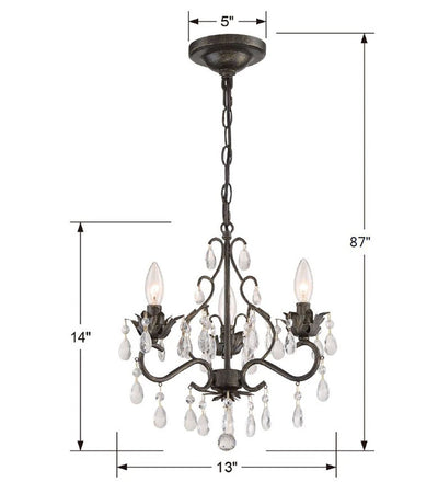 Paris Market 3 Light Spectra Crystal English Bronze Mini Chandelier Chandelier Crystorama