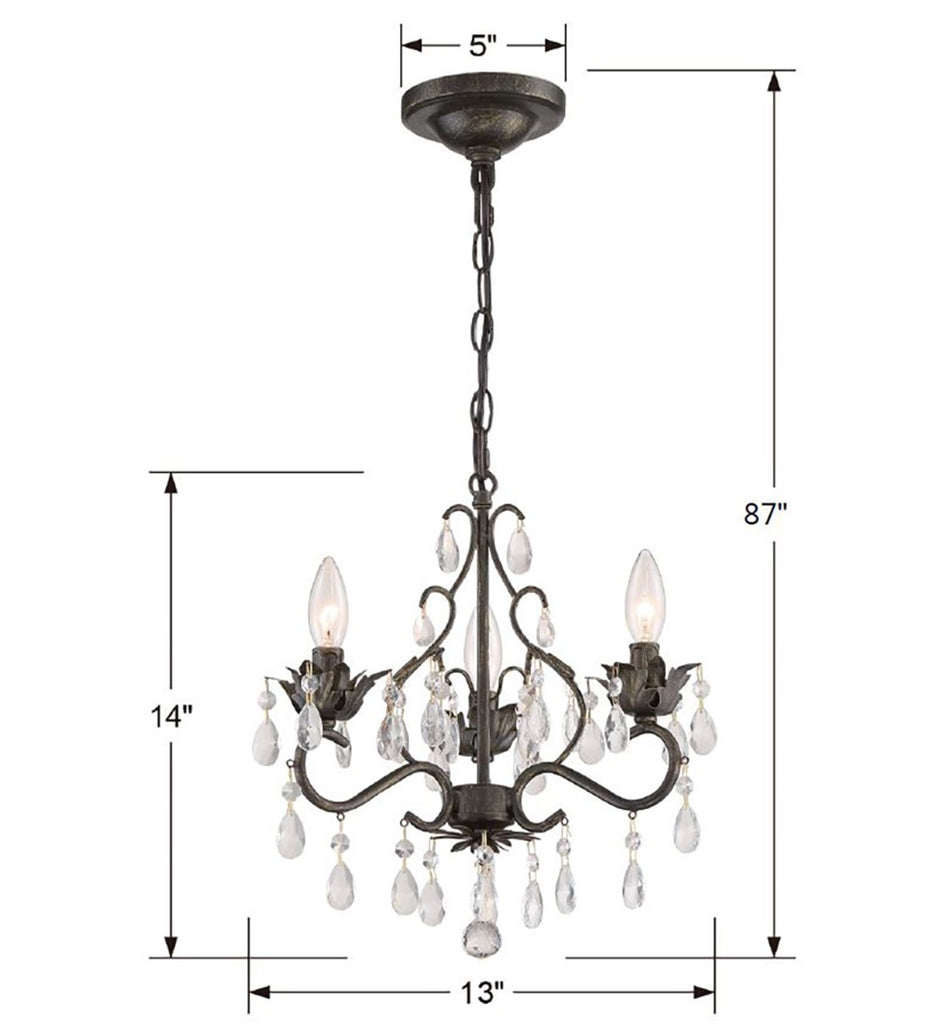 Paris Market 3 Light Swarovski Strass Crystal English Bronze Mini Chandelier Chandelier Crystorama