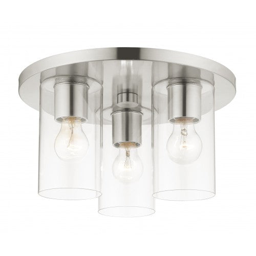 3 Light Brushed Nickel Flush Mount Flush Mount Livex