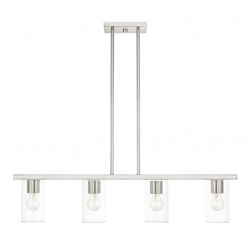 4 Light Brushed Nickel Chandelier Linear Livex