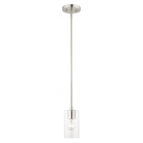 1 Light Brushed Nickel Pendant Pendant Livex