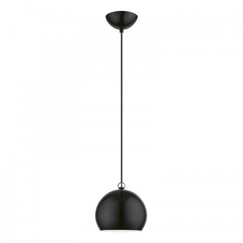 1 Light Shiny Black with Polished Chrome Accents Globe Mini Pendant Pendant Livex