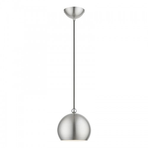 1 Light Brushed Nickel with Polished Chrome Accents Globe Mini Pendant Pendant Livex