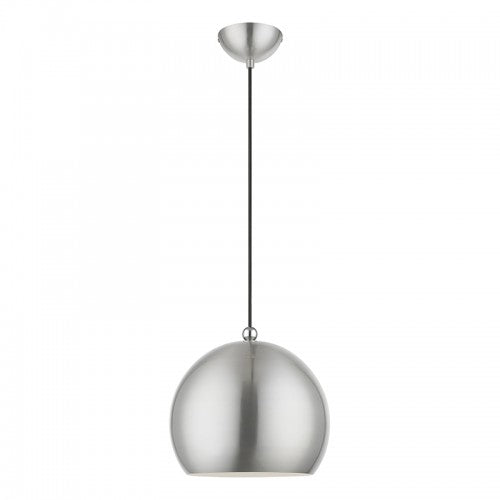 1 Light Brushed Nickel with Polished Chrome Accents Globe Pendant Pendant Livex